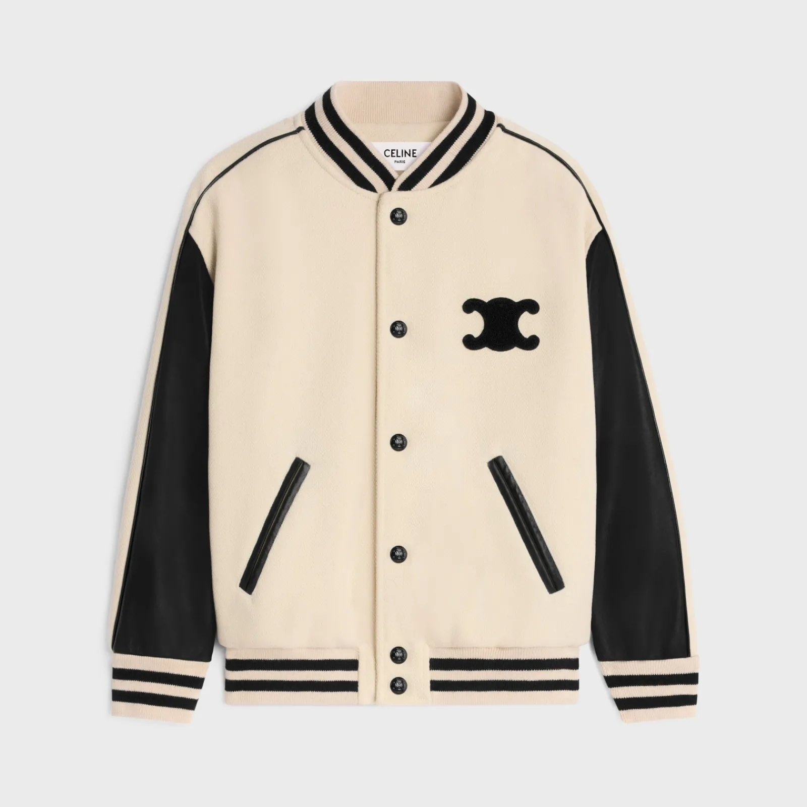 New triomphe teddy jacket in textured wool Women Jackets