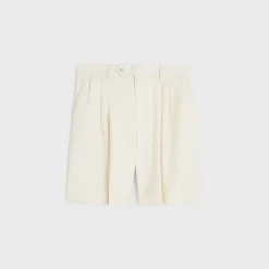 Discount triple-pleated masculin shorts in striped wool Women Pants And Shorts
