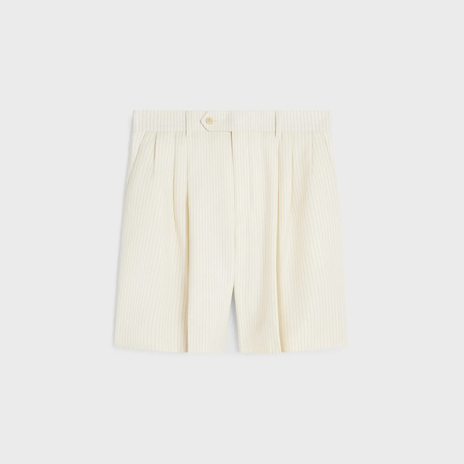 Discount triple-pleated masculin shorts in striped wool Women Pants And Shorts