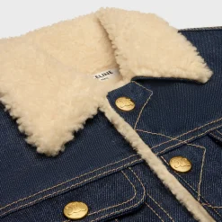 Discount trucker Sherpa jacket in raw wash denim Women Jackets