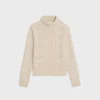 Clearance turtleneck sweater in Shetland pointelle Women Knitwear