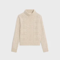Clearance turtleneck sweater in Shetland pointelle Women Knitwear