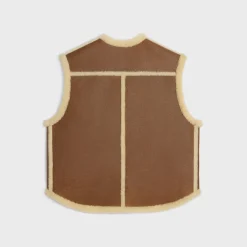 Online vintage-finish vest in shearling Women Leather And Shearling