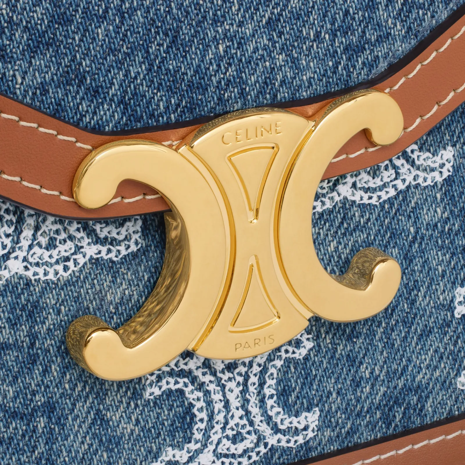 Best WALLET ON CHAIN MARGO in DENIM WITH TRIOMPHE ALL-OVER EMBROIDERY AND CALFSKIN Women Margo