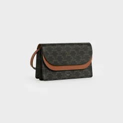 Clearance Wallet on strap in Triomphe Canvas and Smooth Lambskin Women Triomphe Canvas