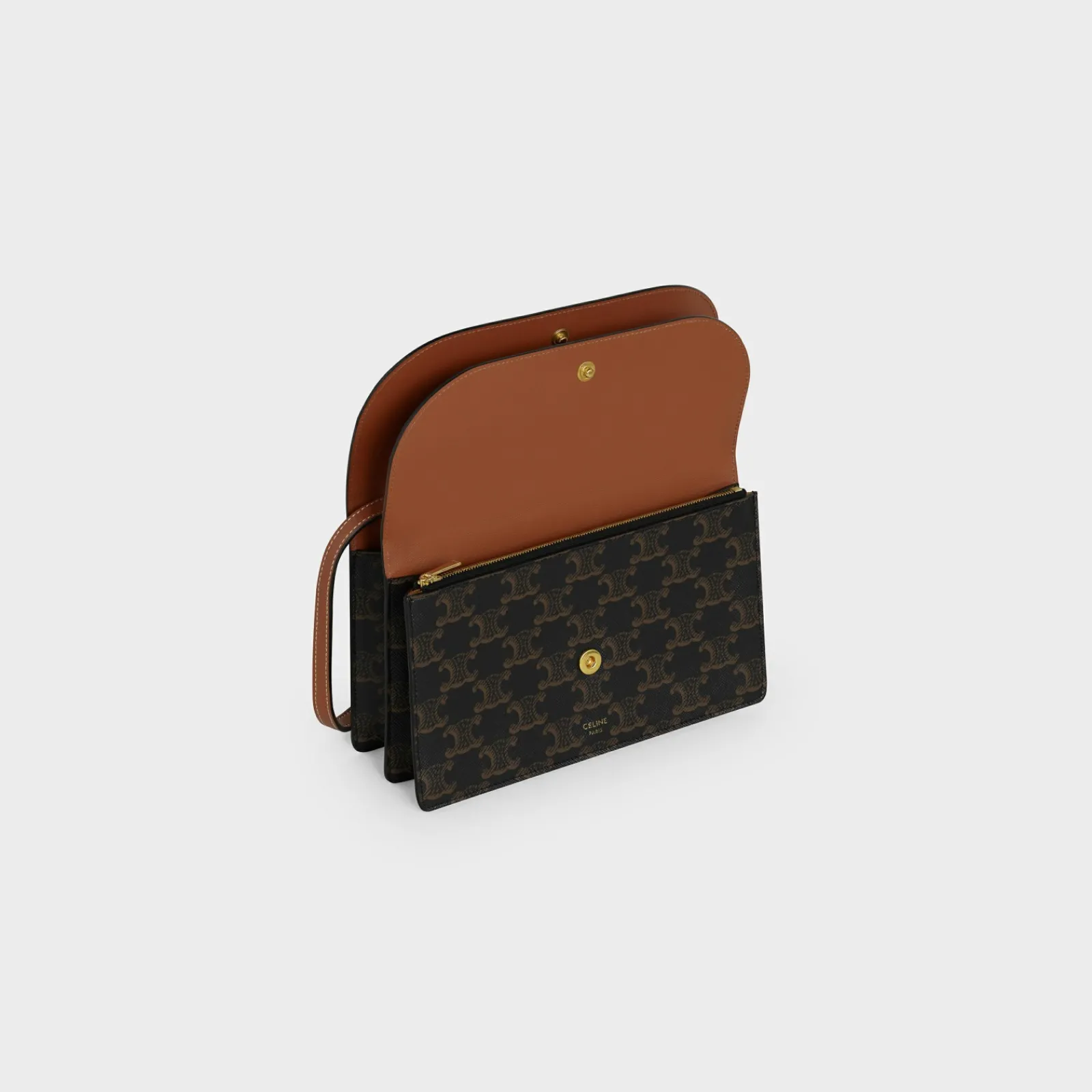 Clearance Wallet on strap in Triomphe Canvas and Smooth Lambskin Women Triomphe Canvas