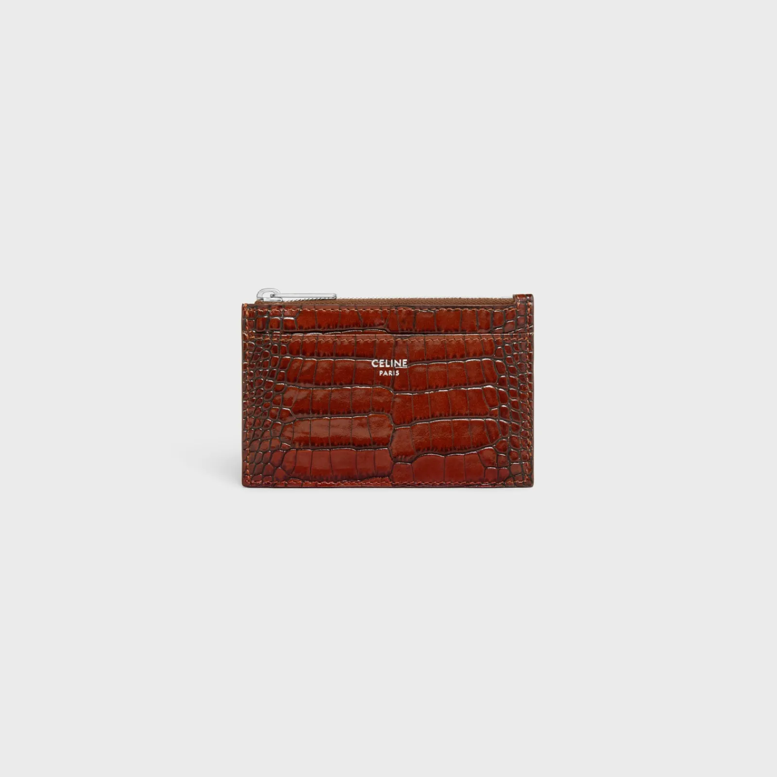 Discount Zipped Card Holder in CROCODILE EMBOSSED CALFSKIN Essentials | Categories·Oin And Card Holders