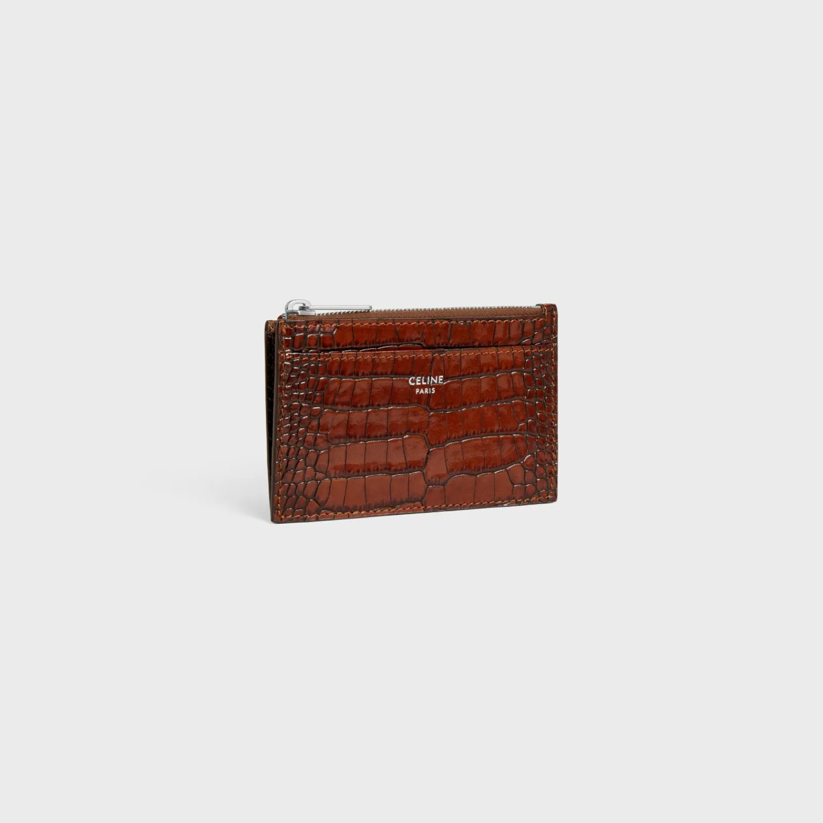 Discount Zipped Card Holder in CROCODILE EMBOSSED CALFSKIN Essentials | Categories·Oin And Card Holders