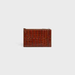 Discount Zipped Card Holder in CROCODILE EMBOSSED CALFSKIN Essentials | Categories·Oin And Card Holders