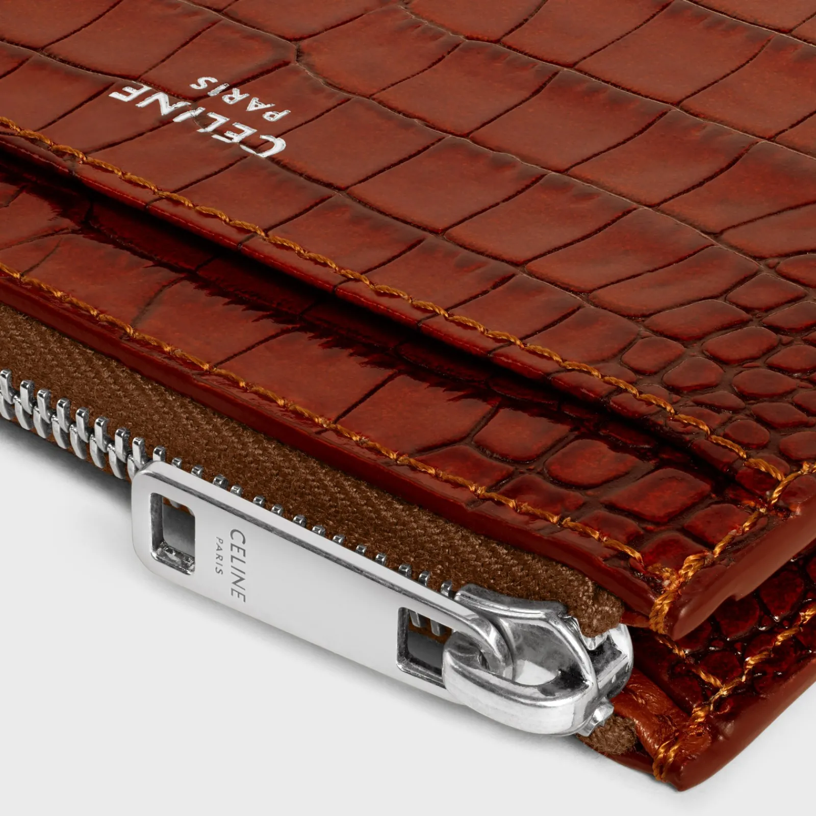 Discount Zipped Card Holder in CROCODILE EMBOSSED CALFSKIN Essentials | Categories·Oin And Card Holders