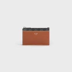 Discount Zipped Card Holder in Triomphe Canvas and Lambskin Triomphe Canvas | Essentials