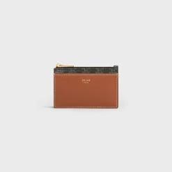 Hot Zipped Card Holder in Triomphe Canvas and Lambskin Women Triomphe Canvas | Categories·Coin And Card Holders