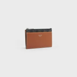 Discount Zipped Card Holder in Triomphe Canvas and Lambskin Triomphe Canvas | Essentials