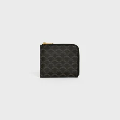 Sale Zipped Purse with removable card holder in Triomphe Canvas and Lambskin Triomphe Canvas | Essentials
